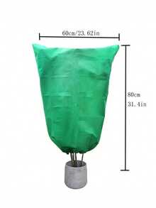 冬季抽绳植物罩植物防寒罩，带抽绳拉链的冬季植物罩，冬季防风防冻灌木盆栽植物保护罩，户外花园花卉防虫罩，防风透气防霜 - 彩色 - 查看 4