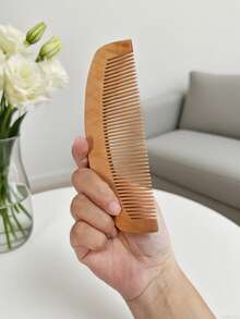 1 Peça Pente de Madeira Sólida Natural, Pente Fino de Madeira Feito à Mão Anti-Estático para Mulheres, Pente para Cabelo Liso Sem Emaranhados, Escova de Cabelo para Uso Doméstico, Pente para Barba de Homem, Ferramentas de Cabelo para Homens e Mulheres, Adequado para Presente, Uso Diário, Salão, Beleza, Viagem