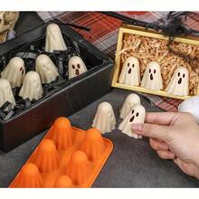 Halloween Silicone Ghost Mold – Nonstick Easy Release Tray For Candy, Chocolate, Ice, Gummy, Soap, Resin & DIY Projects, Reusable Flexible Mold For Spooky Treats, Party Favors & Seasonal Baking Ideas - 橘色 - 查看 6