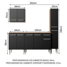 Cocina Integral Completa Modular Madesa Emilly Sing 201cm Color Marrón/negro 01 - Marrón y negro - Ver 3