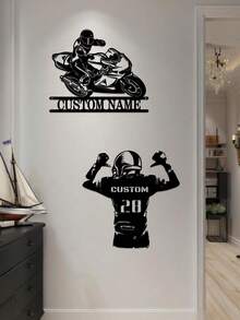 1pc Customizable Motorcycle Rider Metal Mural - Personalized Motorcycle Logo Decoration - Art Style Reusable Decorative Metal Mural - Suitable For Porch, Courtyard, Garden, Office, Negotiation Room, Birthday Gift, Graduation Gift, Perfect Gift For Motorcycle Enthusiasts - Multicolor - View 10