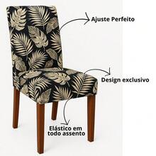 4-Seater Printed Chair Cover Kit For Kitchen Dining Room Gel Mesh Offer - Black - View 1