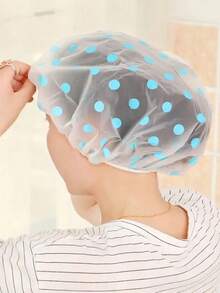 Transparent Waterproof Reusable Shower Cap With Printed Polka Dots - Nhiều màu - Xem 5