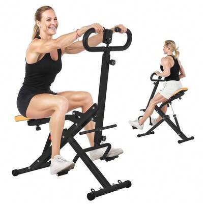  Máquina de sentadillas Huisuilinss, entrenador de asistencia para sentadillas, equipo de ejercicio plegable con 12 niveles de resistencia ajustables, máquina de entrenamiento para el hogar para ejercitar glúteos y piernas, capacidad de 350 libras