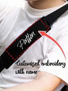 1pc Customized Embroidered Name Car Seat Belt Shoulder Pad, Backpack Shoulder Pad, Safety Belt Anti-Chafing Cover, Multi-Purpose Shoulder Strap Pad, Suitable For All Seasons And Vehicle Models, Also Applicable To Backpack Straps, Camera Straps
