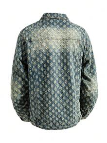 男士复古街头风美式长袖牛仔夹克，小众，秋季款 - 中等水洗藍 - 查看 2