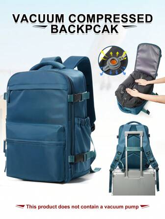 Large Capacity Carry On Backpack Vacuum Compression Backpack, Business Backpack Laptop Backpack, Lightweight And Durable For Work, Travel Backpack For Men Functional Space-Saving With 3D Foam Shoulder Straps, Durable Nylon, Foldable, Fade-Resistant, Ideal For Students & Casual Outings