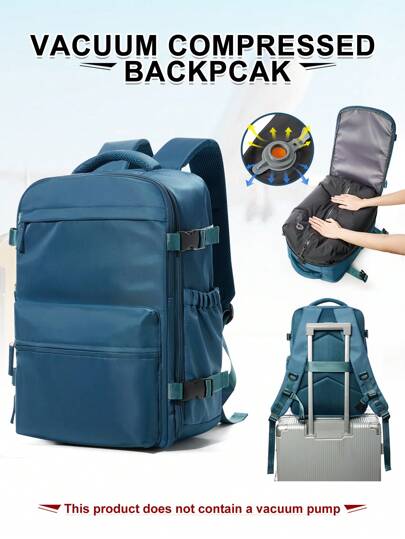 Large Capacity Handbag Vacuum Compression Backpack, Business Laptop Backpack, Lightweight And Durable For Work And Travel, Men's Functional Space-Saving 3D Foam Shoulder Straps, Durable Nylon, Foldable, Fade-Resistant, Suitable For Students And Daily Outings