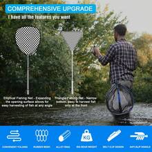 Portable Telescopic Fishing Net, High-Strength Aluminum Alloy Foldable Kayak Net, Lightweight Super Durable Rubber Fishing Net, Outdoor Fishing Accessories, Suitable For Freshwater And Saltwater - Multicolor - View 4