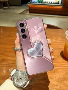 1个磨砂2D情人节粉色爱心LOVE元素印花创意防震手机壳，兼容三星S24/23/22/21 Ultra、A55/54/53/52/51、Pixel 10/10pro/10proxl等型号，送朋友的好礼物，国际版，非国内版 - 無色 - 查看 2