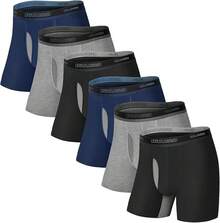 IGOLUMON Boxer Hombre 6 Piezas Calzones De Hombre Transpirables Boxer Hombre Bambu Ropa Interior Hombre Boxer Deportivos Hombre con Bragueta - 2*negro 2*gris 2*azul marino - Ver 9