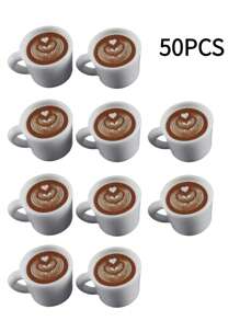 2pcs/5pcs Mini Latte Art 3D Resin Beverage Cups, Dollhouse DIY Bakery Shop Coffee Shop Decor Accessories, Home Desktop Display