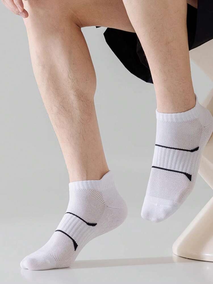 1/3/6/10 Pairs Men's Sports Socks, Comfortable Breathable Summer Thin Ankle Socks, Suitable For Outdoor Sports, Running, Fitness, Compression Socks, Fall - Black - View 10