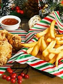 100 pezzi di fogli di carta cerata a quadri/righe rossi e verdi, antigrasso, adatti per panini, ideali per feste di Natale, vacanze, picnic, panini, dolci, essenziali per picnic, decorazioni natalizie, pigiami natalizi, regali di Natale, decorazioni natalizie