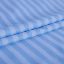 1 Satin Stripe Mattress Protector, Bedding - Height 28 Cm, Breathable Zipper Design, Soft And Skin-Friendly, Soft And Skin-Friendly Fitted Sheet - Home Textile, Suitable For Mattresses 135-180 Cm - White And Blue