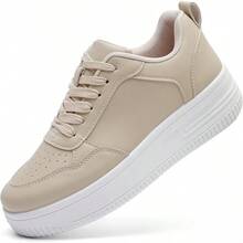 MEMON Womens Fashion Sneakers,Lace Up Platform Sneakers,Lightweight Casual Sneaker,Walking Sport SneakersChristmas - 米色 - 查看 1