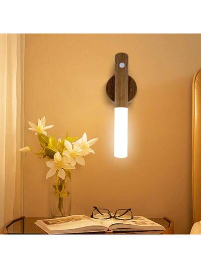 1pc Slimme Motion Sensor Night Light, USB Rechargeable, Magnetic LED Wand Lamp, Temperatures Ambient Bedroom, Living Room, Kitchen, Hallway, Stairs, Bathroom, Wardrobe Other Occasions
