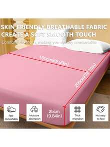 1pc Ultra Soft Solid Color Fitted Sheet, Lightweight As Cloud, 9.84 Inch/25cm Deep Pocket, Fits All Size Beds - Twin, Full, Queen, King, Essential For Home And Dorm Use - Hot Pink - View 7