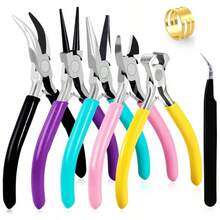 7pcs/6pcs/1pc Plier Set - Pointed Nose Pliers, Round Nose Pliers, Coiling Tool, 3.5" Mini Nylon Pliers With Stainless Steel Flat Nose - Suitable For Jewelry Making, Beading And Crafting