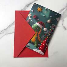 1pc/2pcs Funny Dinosaur Themed Greeting Cards, Suitable For Birthday, Thank You, Christmas And More Occasions, Perfect Gift For Dinosaur Lovers, Great For Family, Friends And Colleagues, Unique Birthday Or Holiday Cards