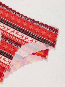 12pcs/Pack Christmas Seamless Women's Panties, Cute Printed Ladies' Briefs
