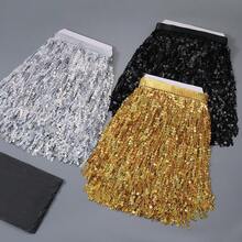 1 Yards/Lot 30CM Encryption Sequins Lace Tassel Fringe Trim For DIY Latin Dance Stage Costume Decor - Multicolor - View 6