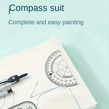 8pcs Geometric School Compass, Mechanical Pencil, Protractor, Ruler And Triangle Ruler Drawing Kit With Storage Box