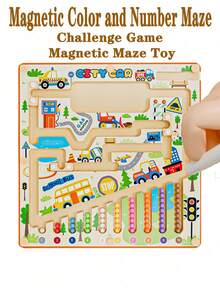 Magnetic Maze Tracking Game With Numbers And Pencil For Children, Montessori Educational Toy For Early Learning And Attention Training. Birthday Gift And Classroom Reward For Kids - Multicolor - View 1