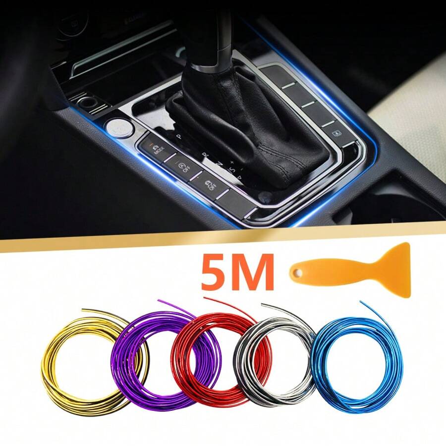 1 件 5 米汽车内饰装饰条，电镀仪表板/中控台缝隙填充物，创意改装，多色可选，可定制适合所有车型