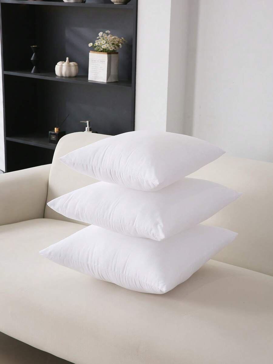 1pc White Modern Home Pillow Insert, Durable And Affordable Plush Polyester Fabric, High Elastic Cotton Filling, Soft And Comfortable, Sofa Cushion Insert, Living Room Home Use, Suitable For Living Room, Bedroom, Car, Christmas, Outdoor - White - View 1