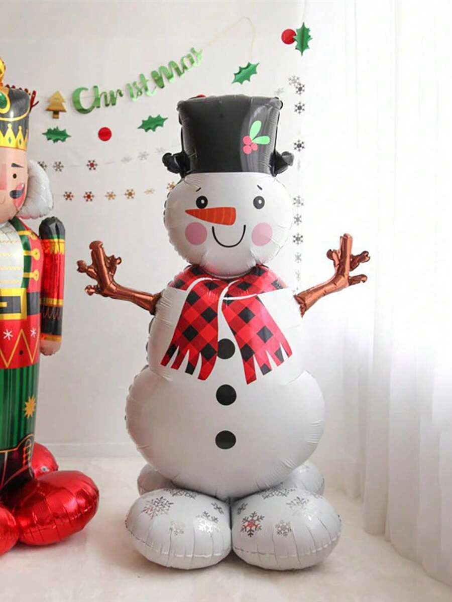 1pc Large Christmas Standing Balloon,Snowman Elk Gingerbread Man Santa Claus Xmas Tree Balloon, Christmas Party Home Decorations