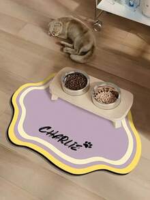 Customizable Non-Slip Pet Mat For Cats & Dogs - Quick-Dry, Water Absorbent, Personalized With Pet'S Name, Nordic Style Floor Mat For Indoor Use, Pet Mat For Floor, Playful Pet Design, Durable Pet Mat - Multicolor - View 5