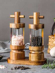 Rosewood Manual Black Pepper Grinder, Sea Salt Grinder, Rosewood Manual Grinder With Transparent Acrylic Pepper Bottle, Adjustable Coarseness Pepper Seasoning Jar, Creative Pepper Grinder, Rama Kitchen Essential, Kitchen Use, High-End Restaurant Supplies, Housewarming Gift, Halloween And Christmas Party Supplies