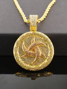 1件男女通用个性化符号圆形吊坠项链，时尚百搭项链