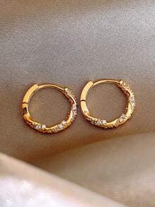 1 Pair Zirconia Twisted Hoop Earrings, Unique Design, Fashionable, Luxurious, Elegant, Romantic Style, Delicate Earrings Suitable For Daily Wear, Holiday Gift