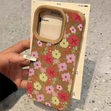 Teléfono Diseño de flores pintadas Teléfono con lentes altas 14 Pro 16 Plus X 15 XS 13 11 12 Cuero sintético suave todo incluido - Colores mixtos 1 - Ver 5