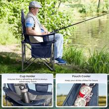 WLOversized Camping Chair Heavy Duty 500LB Portable Folding Chair With Cooler Bag Cup Holder And Waterproof Phone Case For Adults Beach Hiking Backyard Blue And Gray - 藍灰色 - 查看 5