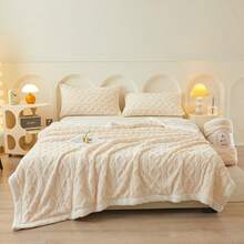 2-Ply Reversible Sherpa Fleece Blanket, Warm Blanket Suitable For Sofa, Bedroom, Living Room, Multi-Purpose - Creamy White - View 4