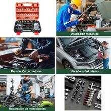 Juego de 53 Piezas de Caja de Herramientas Reparación de Auto Llave de Trinquete Juego Combinado 1/4 Pequeña Mosca Hexágono Torx Herramienta Rotativa - 53 piezas - Ver 9