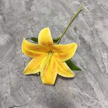 1 件人造百合花茎，简约涤纶假花，适合家居装饰 - 黃色 - 查看 7