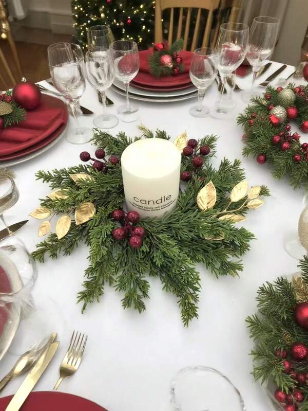 1/2 Stücke Weihnachtsgeschenk Kleiner Kranz Kerzenhalter Tischdekoration Weihnachtsabend Kerzenlicht Dinner Accessoire Dekorationen Neujahrstafel Dekoration