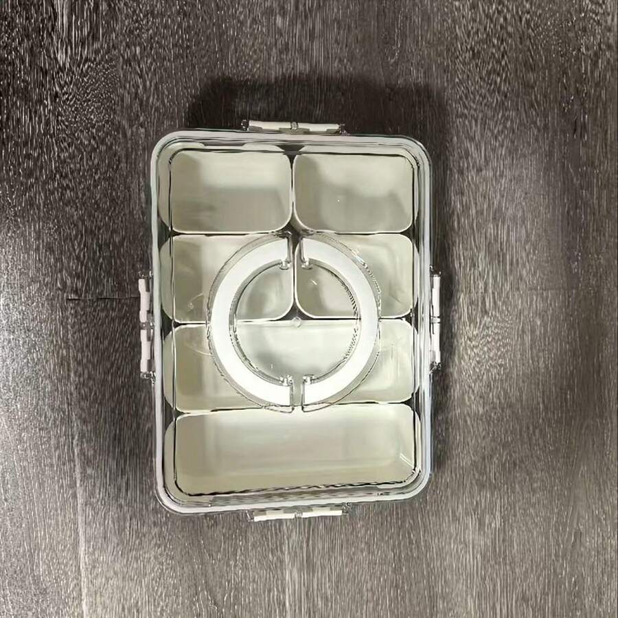 Snackle Box Container,Portable Snack Box 8 Compartment Divided Serving Tray With Lid And Handle,Clear Storage Organizer For Fruit Candy Nuts Veggie-Perfect Ideal For Party,Travel & Picnic UseWhite,1Pack - PP六分格 (可 進洗碗機) - 查看 1