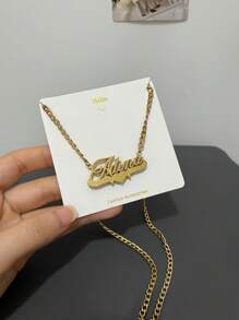 1 szt. Spersonalizowany damski naszyjnik z tekstem, matowe wykończenie, stal nierdzewna, łańcuszek NK, styl retro streetwear, wisiorek z angielskim imieniem, prezent na Dzień Matki, prezent urodzinowy, nadaje się do noszenia na co dzień