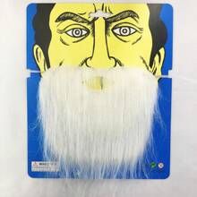 圣诞老人服装胡子，白色长皮毛，黑色和灰色大胡子万圣节