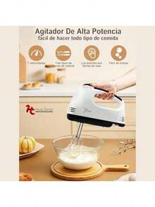 Batidora de Mano 7 Velocidades,Turbocharged Batidora de Mano, Mezclador de Cocina Incluye 4 Barras de Mezcla para Mezclar - Blanco - Ver 7
