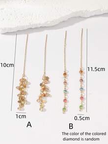 2 chiếc khuyên tai hình lá Zirconia thời trang và đa năng dành cho nữ, thích hợp cho hàng ngày, tiệc tùng, hẹn hò - Nhiều màu - Xem 11