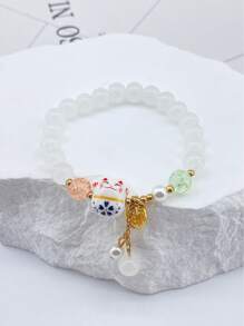 1 pezzo Bracciale Maneki-Neko, adatto per uso quotidiano delle donne, design indie, stile naturale di alta qualità, regalo perfetto per famiglia e amici