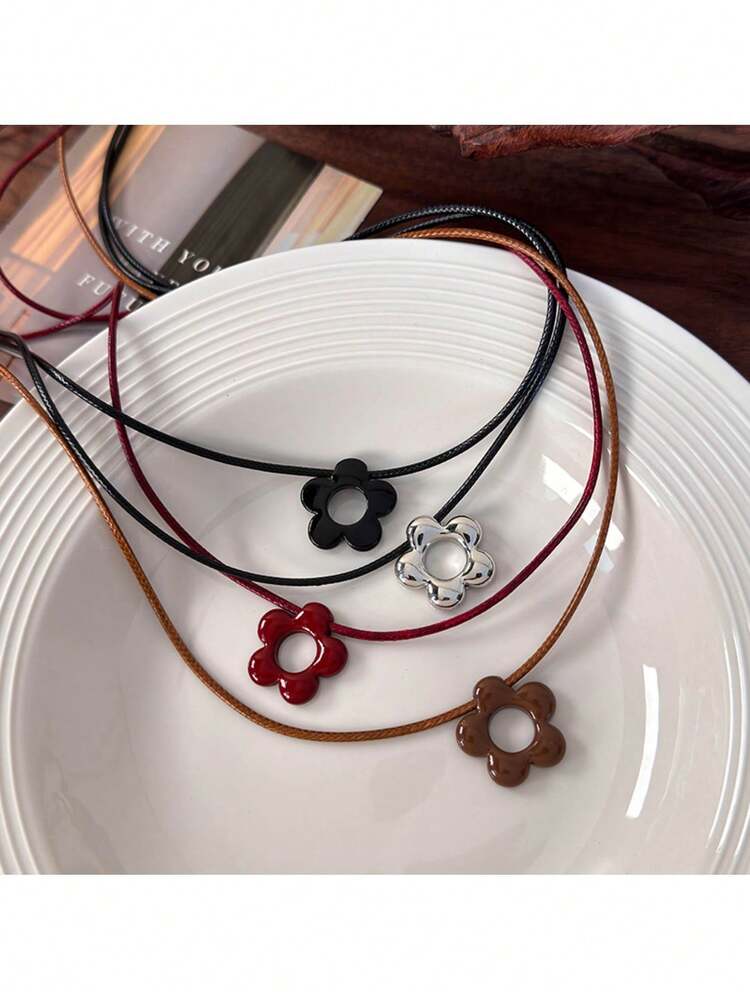 1 件时尚百搭花卉蜡绳项链，适合女士，独特设计颈链，2025 年新品 - 吊墜項鍊 - 查看 2