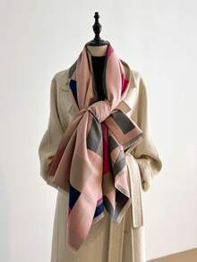 1 chiếc khăn choàng cổ ấm áp bằng vải cashmere giả jacquard họa tiết mèo tối giản, thích hợp cho phòng có máy lạnh, khăn choàng cổ đa năng thời trang cho mùa thu/đông dành cho nữ, khăn choàng mùa đông cho trang phục - Nhiều màu - Xem 9