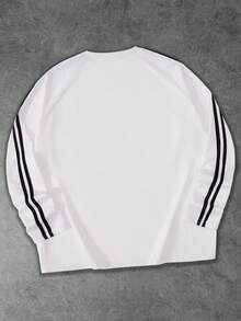 Shwiy 男士春夏时尚黑色缎带长袖T恤，饰有巴西国旗印花、简约字母和星星图案，适合上学、日常休闲穿着，也可作为男友礼物。 - 白色 - 查看 2